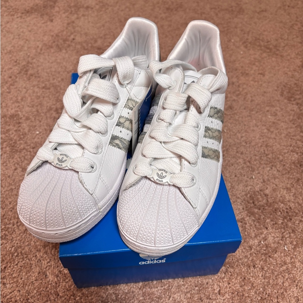 Adidas Light Grey Lace Superstar 2